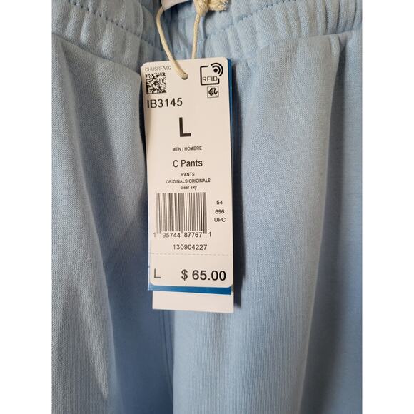 Adidas Joggers Men Sz L Blue Logo Fleece Drawstring Stretch Active Pull On Pant - Picture 5 of 6